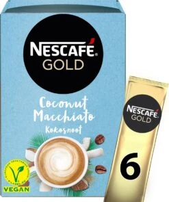 Nescafé Gold Coconut Macchiato Oploskoffie - 6 Doosjes à 6 Zakjes -Koffiemelk Winkel 1005x1200