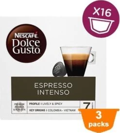 Nescafé Dolce Gusto Espresso Intenso Cups - 3 X 16 Stuks 9 Nescafé Dolce Gusto Espresso Intenso Cups - 3 X 16 Stuks -Koffiemelk Winkel 1082x1200