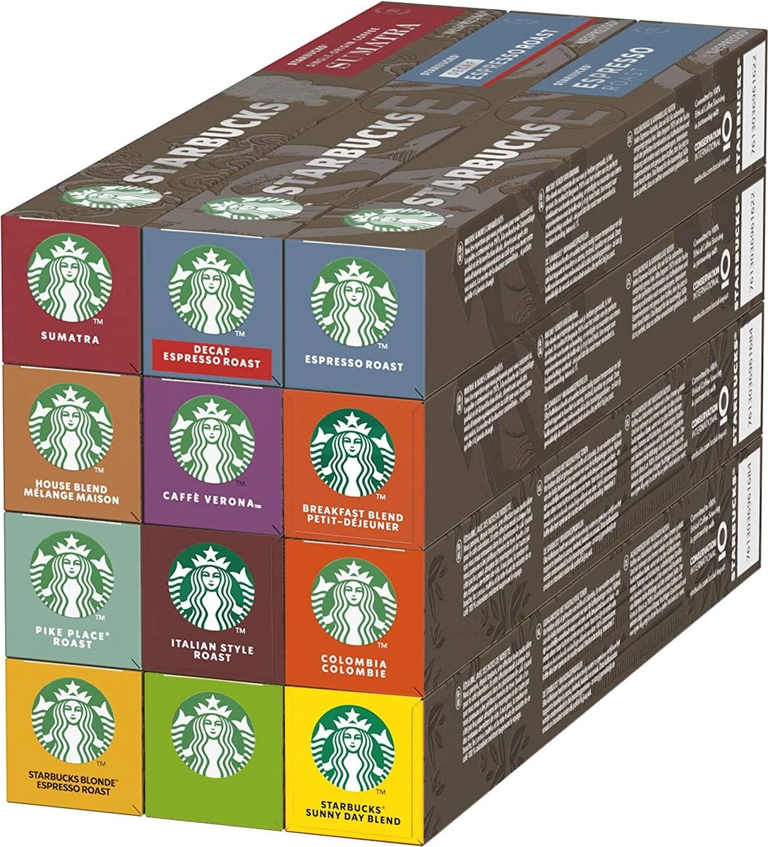 Starbucks® By Nespresso Probeerverpakking - 8 Varianten - 12 X 10 Capsules 3 Starbucks® By Nespresso Probeerverpakking - 8 Varianten - 12 X 10 Capsules