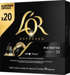 L'OR Espresso Ristretto Koffiecups - Intensiteit 11/12 - 10 X 20 Capsules -Koffiemelk Winkel 1128x1200