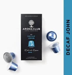 Aroma Club - Nespresso Compatible Capsules (120 St.) - No. 5 Decaf John - Intensiteit 3/5 - Decaf - 100% Aluminium Koffiecups 12 Aroma Club - Nespresso Compatible Capsules (120 St.) - No. 5 Decaf John - Intensiteit 3/5 - Decaf - 100% Aluminium Koffiecups -Koffiemelk Winkel 1149x1200