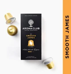 Aroma Club - Nespresso Compatible Capsules (120 St.) - No. 2 Smooth James - Intensiteit 3/5 - Espresso & Lungo - 100% Aluminium Koffiecups 12 Aroma Club - Nespresso Compatible Capsules (120 St.) - No. 2 Smooth James - Intensiteit 3/5 - Espresso & Lungo - 100% Aluminium Koffiecups -Koffiemelk Winkel 1160x1200
