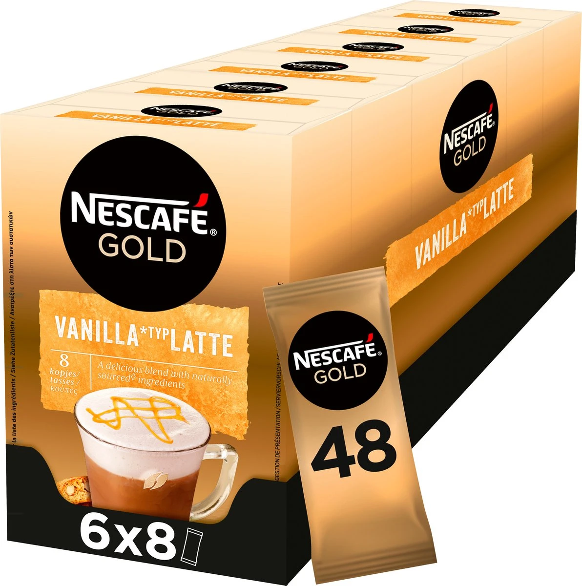 Nescafé Gold Latte Vanille Oploskoffie - 6 Doosjes à 8 Zakjes 3 Nescafé Gold Latte Vanille Oploskoffie - 6 Doosjes à 8 Zakjes