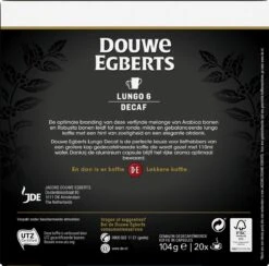 Douwe Egberts Lungo Decaf (6) - 10 X 20 Koffiecups -Koffiemelk Winkel 1200x1186 1