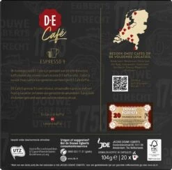 Douwe Egberts D.E Café Espresso Koffiecups - Intensiteit 9/12 - 10 X 20 Capsules 12 Douwe Egberts D.E Café Espresso Koffiecups - Intensiteit 9/12 - 10 X 20 Capsules -Koffiemelk Winkel 1200x1186 3