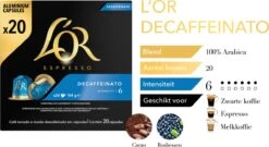 L'OR Espresso Decaffeinato (6) - 10 X 20 Koffiecups -Koffiemelk Winkel 1200x656 2