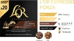 L'OR Espresso Forza Koffiecups - Intensiteit 9/12 - 10 X 20 Capsules 20 L'OR Espresso Forza Koffiecups - Intensiteit 9/12 - 10 X 20 Capsules -Koffiemelk Winkel 1200x669
