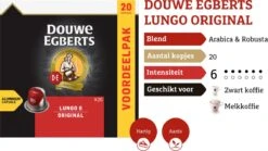 Douwe Egberts Lungo Original Koffiecups - Intensiteit 6/12 - 10 X 20 Capsules 14 Douwe Egberts Lungo Original Koffiecups - Intensiteit 6/12 - 10 X 20 Capsules -Koffiemelk Winkel 1200x674