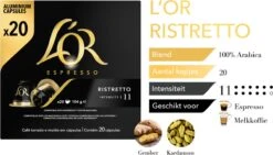 L'OR Espresso Ristretto Koffiecups - Intensiteit 11/12 - 10 X 20 Capsules -Koffiemelk Winkel 1200x685