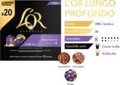 L'OR Lungo Profondo Koffiecups - Intensiteit 8/12 - 10 X 20 Capsules -Koffiemelk Winkel 1200x852