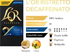 L'OR Espresso Ristretto Decaffeinato - Intensiteit 9/12 - 10 X 10 Capsules -Koffiemelk Winkel 1200x889 5