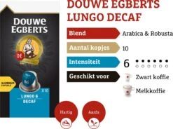 Douwe Egberts Lungo Decaf Koffiecups - Intensiteit 6/12 - 10 X 10 Capsules 15 Douwe Egberts Lungo Decaf Koffiecups - Intensiteit 6/12 - 10 X 10 Capsules -Koffiemelk Winkel 1200x895