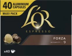 L'OR Espresso Forza Koffiecups - Intensiteit 9/12 - 4 X 40 Capsules -Koffiemelk Winkel 1200x942 1