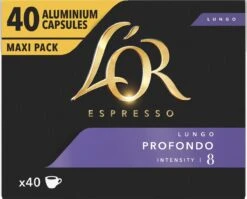L'OR Lungo Profondo Koffiecups - Intensiteit 8/12 - 4 X 40 Capsules -Koffiemelk Winkel 1200x966 1