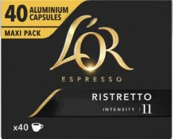 L'OR Espresso Ristretto Koffiecups - Intensiteit 11/12 - 4 X 40 Capsules -Koffiemelk Winkel 1200x966 3
