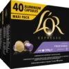 L'OR Lungo Profondo Koffiecups - Intensiteit 8/12 - 4 X 40 Capsules -Koffiemelk Winkel 1200x984