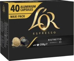 L'OR Espresso Ristretto Koffiecups - Intensiteit 11/12 - 4 X 40 Capsules -Koffiemelk Winkel 1200x989 1