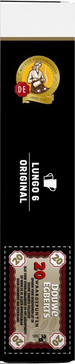 Douwe Egberts Lungo Original Koffiecups - Intensiteit 6/12 - 10 X 20 Capsules 18 Douwe Egberts Lungo Original Koffiecups - Intensiteit 6/12 - 10 X 20 Capsules -Koffiemelk Winkel 249x1200 2