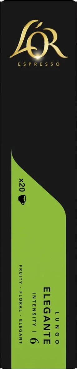 L'OR Lungo Elegante Koffiecups - Intensiteit 6/12 - 10 X 20 Capsules -Koffiemelk Winkel 253x1200 6