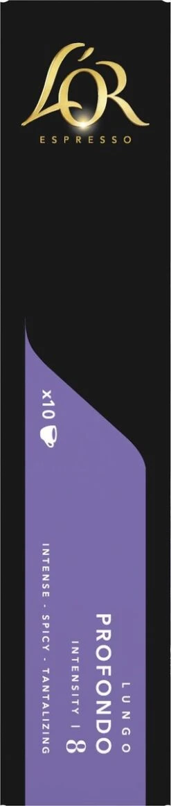 L'OR Lungo Profondo Koffiecups - Intensiteit 8/12 - 10 X 10 Capsules -Koffiemelk Winkel 255x1200 13