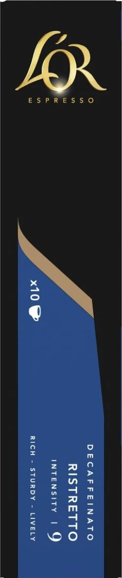 L'OR Espresso Ristretto Decaffeinato - Intensiteit 9/12 - 10 X 10 Capsules -Koffiemelk Winkel 255x1200 9