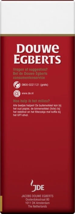 Douwe Egberts Aroma Rood Grove Maling Filterkoffie - 6 X 500 Gram -Koffiemelk Winkel 421x1200 1