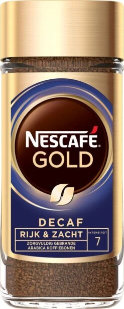 Nescafé Gold Decafé Oploskoffie - 6 Potten à 100 Gram -Koffiemelk Winkel 484x1200 1