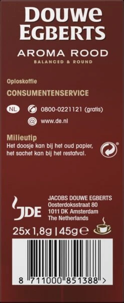 Douwe Egberts Aroma Rood Sticks Oploskoffie - 6 X 25 Zakjes -Koffiemelk Winkel 492x1200