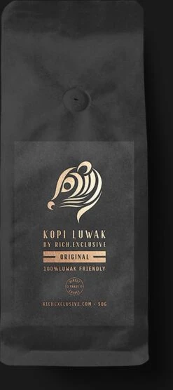Kopi Luwak Koffie. 35 Gram Ongemalen Bonen. Direct Trade. Single Origin. The Original By Rich.Exclusive. -Koffiemelk Winkel 533x1200
