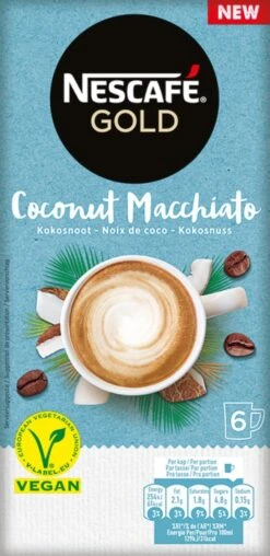 Nescafé Gold Coconut Macchiato Oploskoffie - 6 Doosjes à 6 Zakjes -Koffiemelk Winkel 583x1200 1