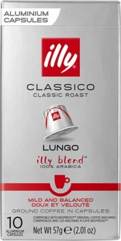 Illy Lungo Classico Koffiecups - Intensiteit 5/9 - 10 X 10 Capsules -Koffiemelk Winkel 601x1200