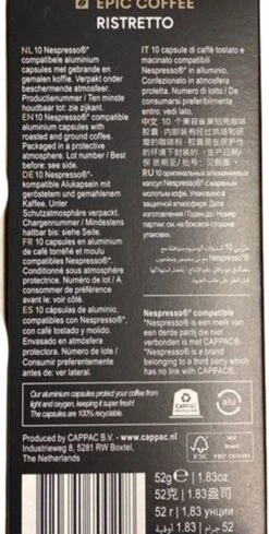 100 Capsules Epic Coffee - Ristretto - Nespresso® Compatible Aluminium Capsules - RFA Keurmerk - Doos 100 Stuks -Koffiemelk Winkel 606x1200 7
