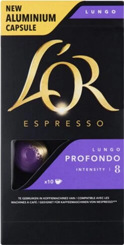 L'OR Lungo Profondo Koffiecups - Intensiteit 8/12 - 10 X 10 Capsules -Koffiemelk Winkel 608x1200 1