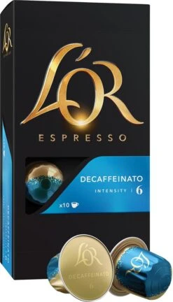 L'OR Espresso Decaffeinato Koffiecups - Intensiteit 6/12 - 10 X 10 Capsules -Koffiemelk Winkel 686x1200