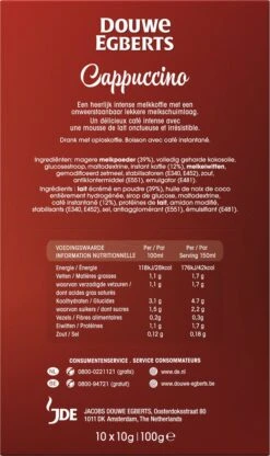 Douwe Egberts Verwenkoffie Cappuccino Oploskoffie - 5 X 10 Zakjes 13 Douwe Egberts Verwenkoffie Cappuccino Oploskoffie - 5 X 10 Zakjes -Koffiemelk Winkel 713x1200 1