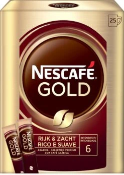 Nescafé Gold Oploskoffie - 6 Doosjes à 25 Zakjes -Koffiemelk Winkel 853x1200 1