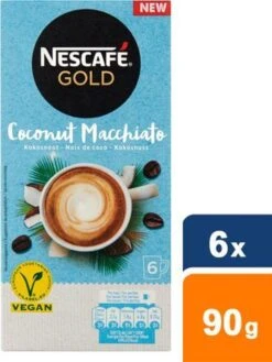 Nescafé Gold Coconut Macchiato Oploskoffie - 6 Doosjes à 6 Zakjes -Koffiemelk Winkel 901x1200