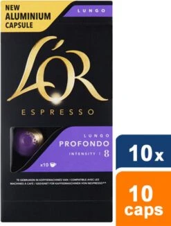 L'OR Lungo Profondo Koffiecups - Intensiteit 8/12 - 10 X 10 Capsules -Koffiemelk Winkel 909x1200 1