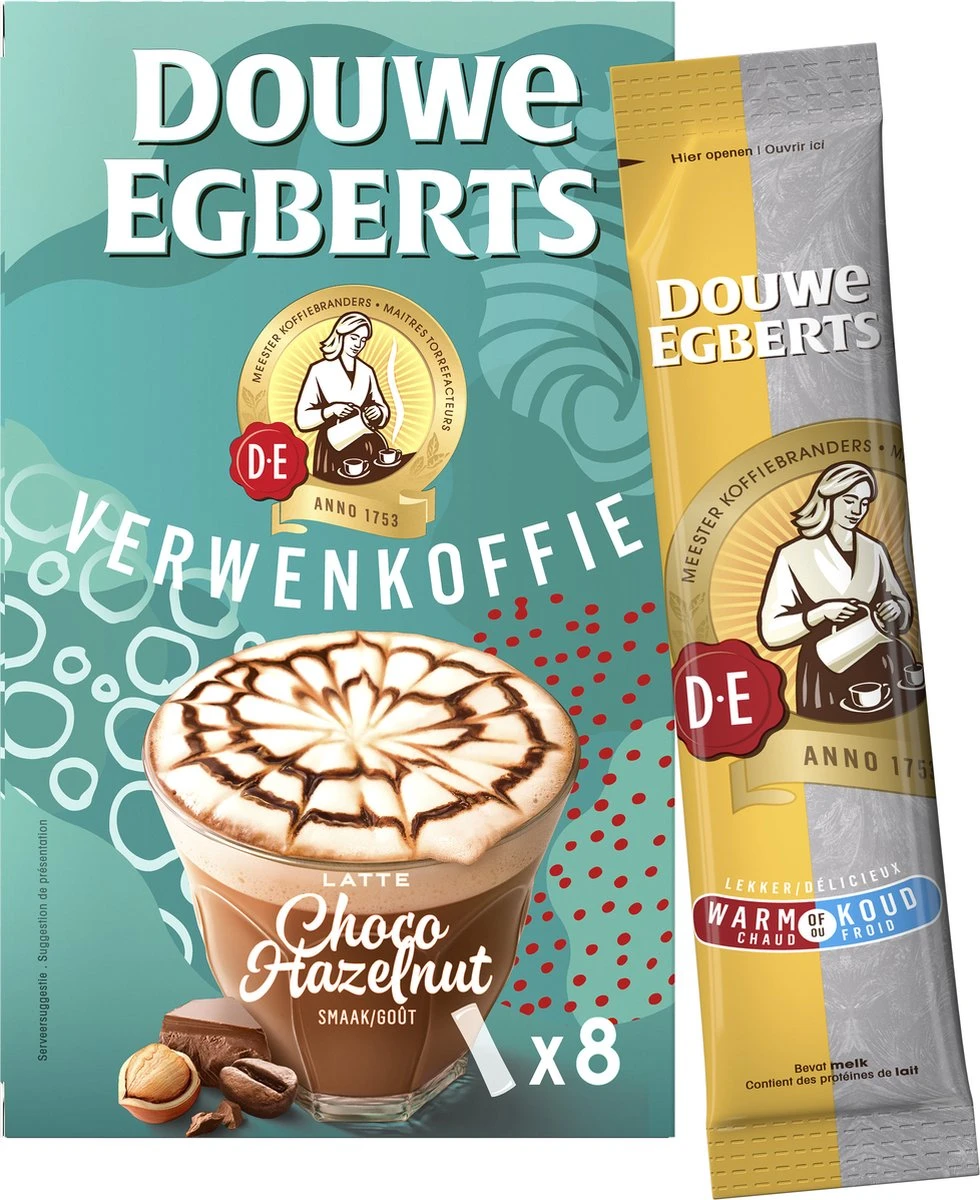 Douwe Egberts Latte Choco Hazelnut Oploskoffie - 5/9 Intensiteit - 5 X 8 Zakjes 5 Douwe Egberts Latte Choco Hazelnut Oploskoffie - 5/9 Intensiteit - 5 X 8 Zakjes - Afbeelding 3